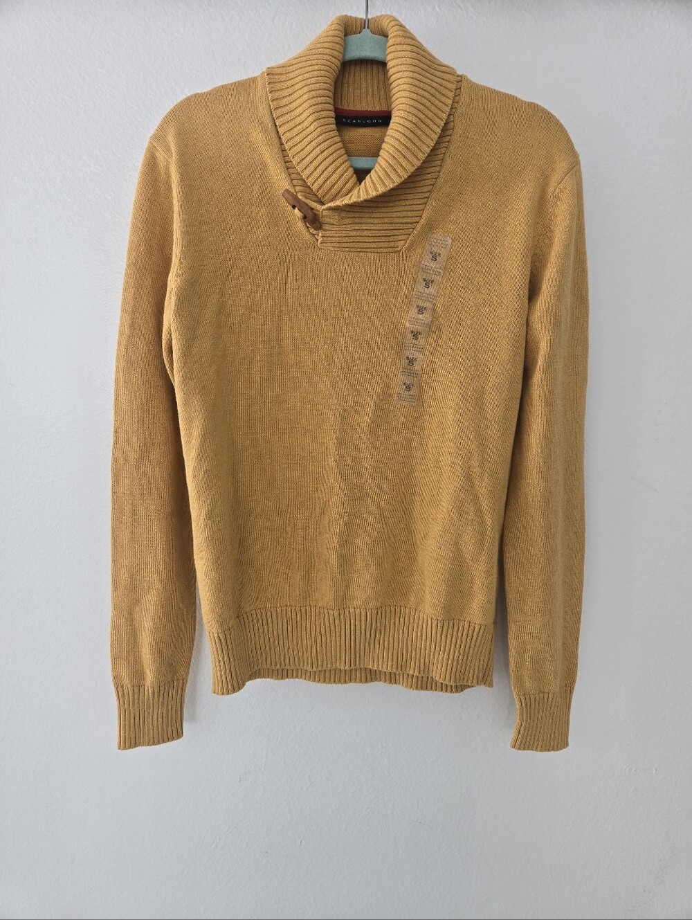 Sean John Men's Shawl-Collar Sweater  in Mustard Yellow Size Small